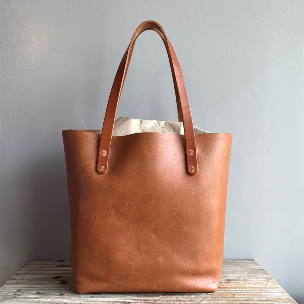 KMM & Co. Distressed Brown Leather Large Tote Bag